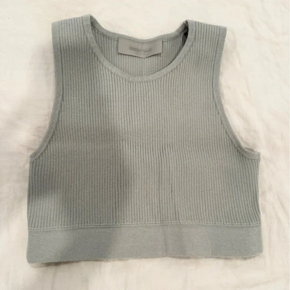 Fear of God ESSENTIALS SS23 knit rib sport tank crop top sports bra | M in Seal - Picture 7 of 11
